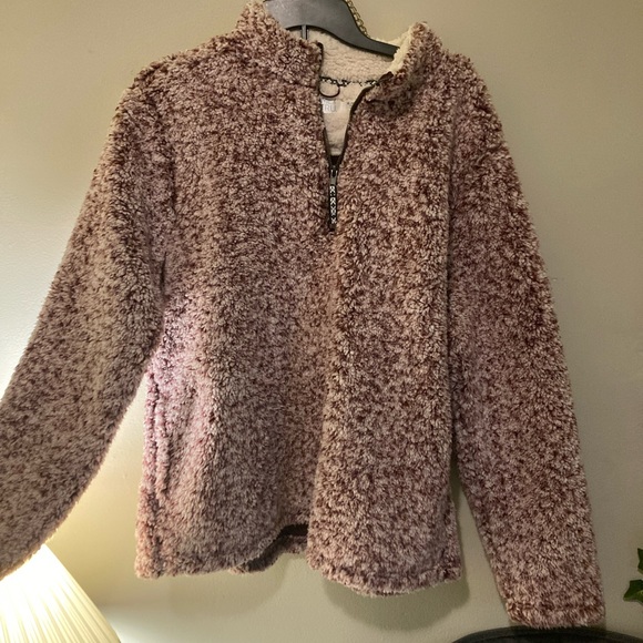 Magenta/Burgundy Quarter Zip Faux Sherpa - Picture 6 of 6